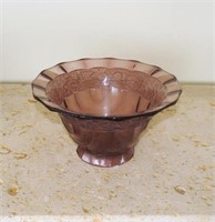 Large Amethyst Art Deco Molded Frosted Glass Bowl