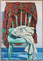 Carol MacDonald, "Plaid Shirt On Green Chair" O/C