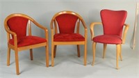 Three Modern Upholstered Open Armchairs