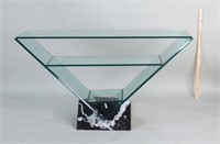 Modernist Glass/Marble Pier Table