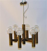 Modernist Brass Six Light Chandelier