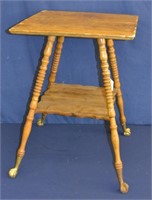 Early 1900's Cast Iron Claw Foot Wood Side Table