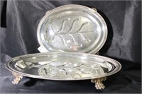 Two Well and Tree Silverplate Meat Platters