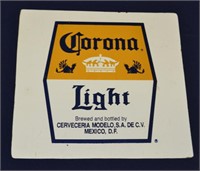 11" Square Porcelain Corona Light Beer Sign