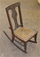 Small Antique Cane Bottom Rocking Chair