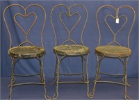 3 Wrought Iron Framed Antique Soda Fountain Chairs