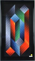 Manner of Victor Vasarely "Op Art" Lithograph