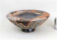 Large Modern Glazed and Slip Decorated Bowl