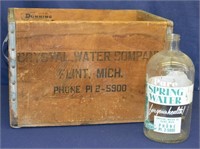 Vintage Pure Spring Water Bottle & Crate Flint MI