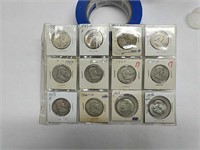 12pc lot silver half dollars as shown