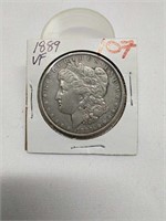 1889 Morgan silver dollar VF
