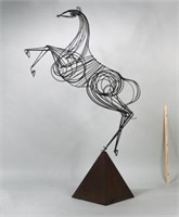 Modern Wrought Iron Sculpture of Rearing Horse