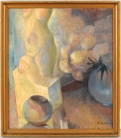 John Barber "Still LIfe W/ Vase & Marble Bust" O/C
