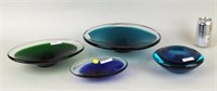 Group Four 1950s Colored Glass Bowls