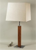 Walter Von Nessen Walnut, Brushed Metal Table Lamp