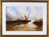 Harvey Kidder, "Marsh Landscape" W/C