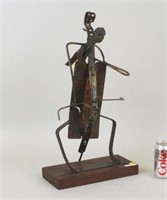 Nat Werner Abstract Metal Sculpture of Cellist