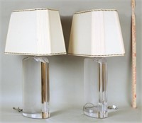Exceptional Pair of Large Lucite Table Lamps