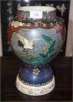 Unusual cloisonne style pottery baluster vase,