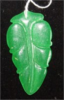 Green Jade pendant, leaf shape with