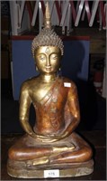 Gilt bronze Buddha statue, seated in lotus