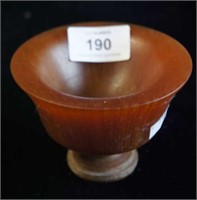 Carved horn stem cup with honey coloured tones