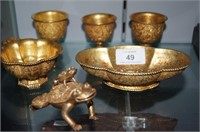 Set of 6 Tang style gilt items comprising of