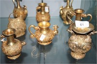 Set of 8 gilt Tang style vessels, decorated with