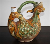 Unusual Sancai glazed phoenix shaped ewer,