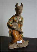 Tang Sancai glazed figure of a female musician