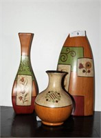 Painted ceramic table vase grouping