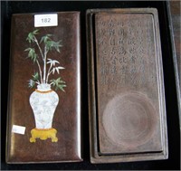 Blackwood rectangular box, cover decorated with