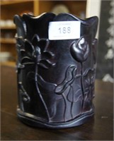 Blackwood brush pot carved with relief carving of