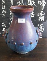 Flambe Glazed pear shaped vase,