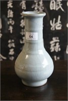Crackle glaze celadon pear shaped vase,