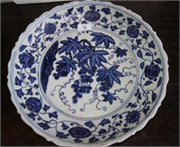 Blue and White Yuan Style Lobed 'Grapes' Charger,