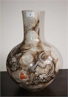 Unusual Grisaille & iron red dragon vase,