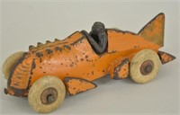 Hubley Cast Iron Race Car w/Fin 6 34"
