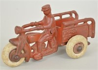 1930s Hubley Red Cast Iron Crash Car Motorcycle