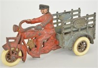 9" Hubley Cast Iron "Traffic Car" Indian Motorcycl