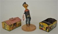 Lot of 2 Tin Litho Dancer Toy Pieces-Popeye/Jazzbo