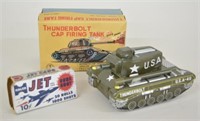 Tin Frankonia Toy Thunderbolt Cap Firing Tank w/Bx
