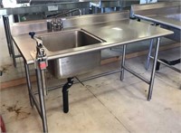 Stainless Steel Sink w/Prep Table & Can Opener