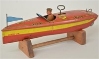 Lindy "Baby Wee" Tin Wind-Up Boat.