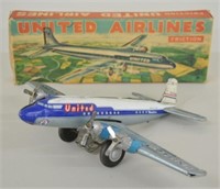 Tin Litho United Airlined DC-7 Airplane w/Box