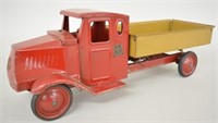 1930s Steelcraft C-Mack Dump Truck-Red and Tan