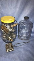 Vintage water bottle and jar with Bale handle