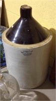 Large 5 gallon antique brown and white stoneware