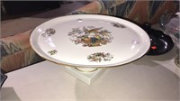 Limoges French porcelain cake stand with a bird