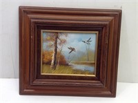 Wood Framed Wildlife Oil on Canvas Artist Signed